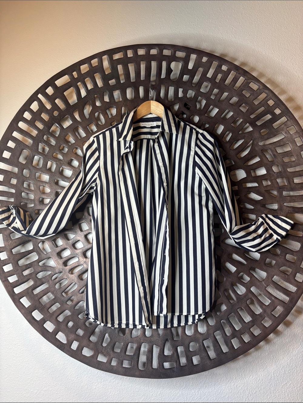 🖤 Banana Republic Oversized Striped Button Up Shirt Women’s Small Cotton 🖤